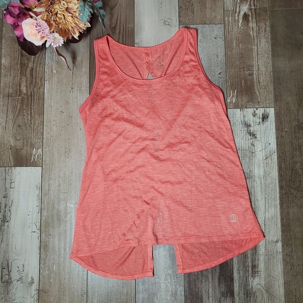 Balance Collection Yoga Tank Top Cutout Back Women's Size Small Melon Coral